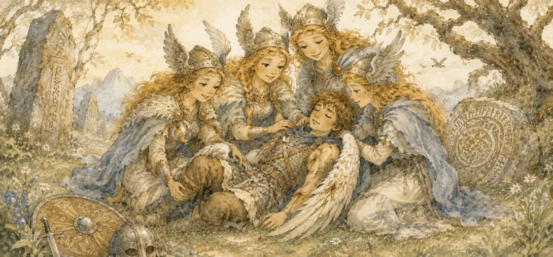 The Valkyries and the Fallen Hero — Legends and Fables